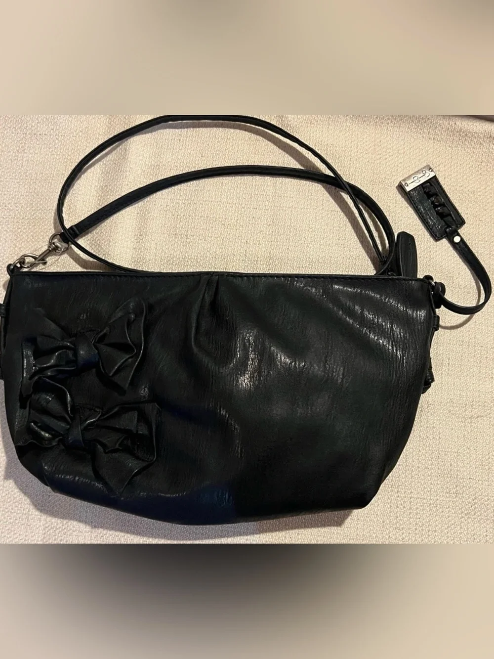 Jessica Simpson Black Shoulder Bag with Bow Accent